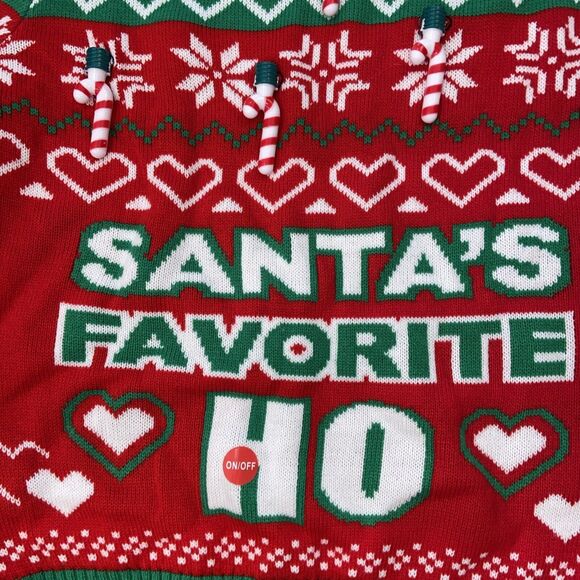 JOYIN Santat's Favorite Ho! Ugly Sweater Built-in Light Bulbs XL NWOT - Picture 8 of 16